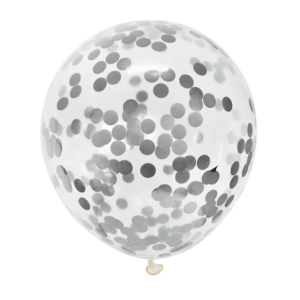 10 Ballons Confettis Argent