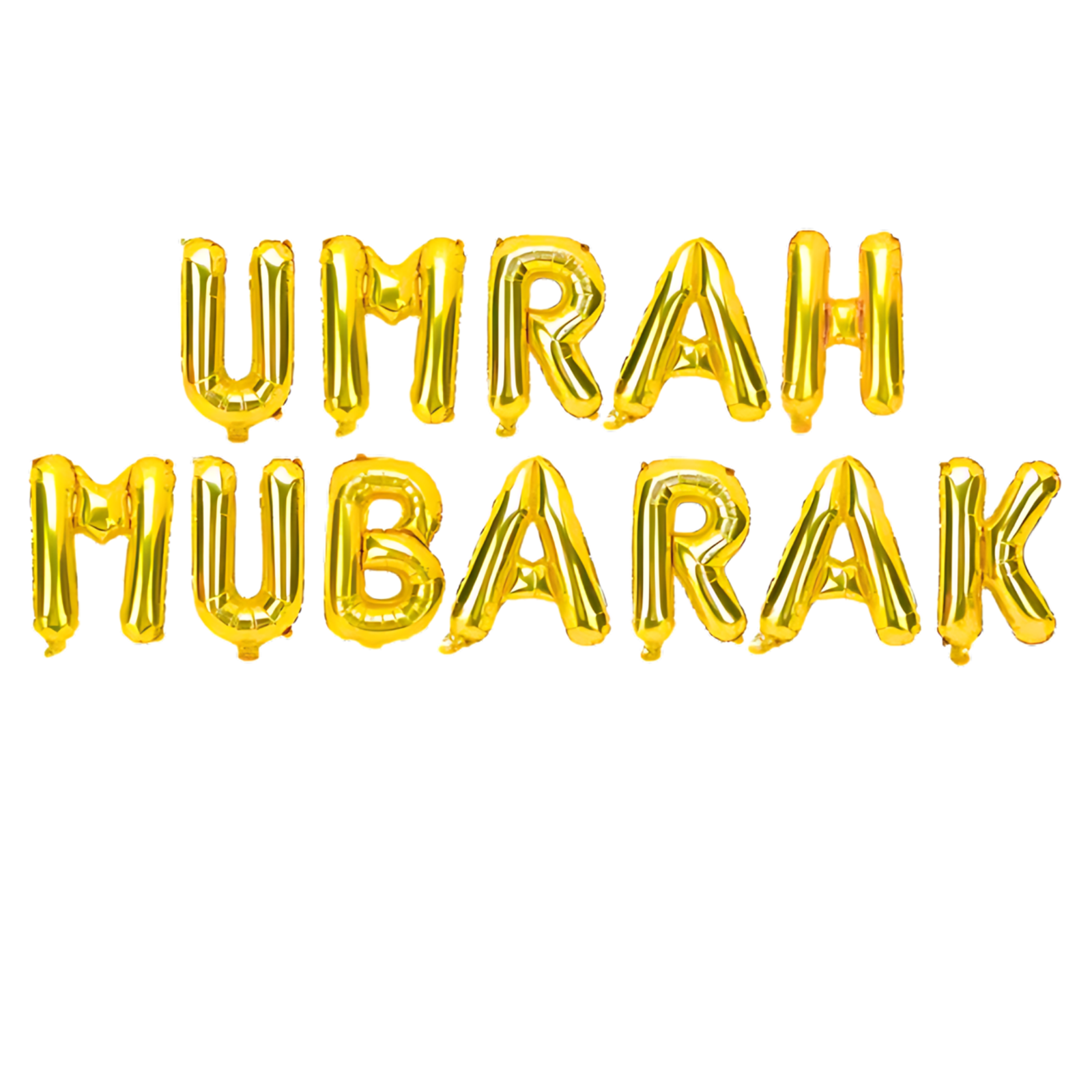 Ballons Lettres Umrah Mubarak Dorés – Guirlande Aluminium