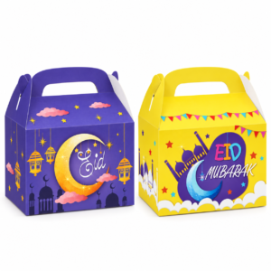 12 Boîtes Cadeaux Eid Mubarak Jaune et Mauve