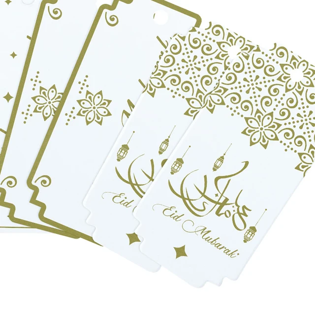 Étiquettes Eid Mubarak Blanc et Or – Image 3