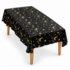 Nappe noir et or motif lune etoile