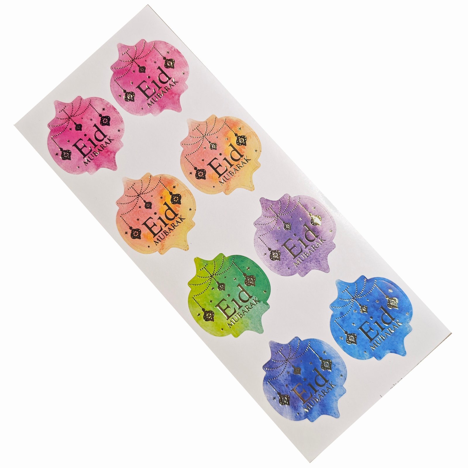 8 Autocollants Eid Mubarak Lanterne Multicolor – Image 2